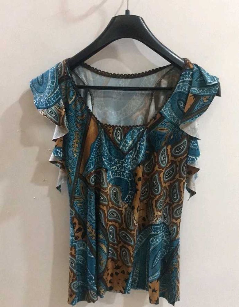 Paisley Print Ruffle Top