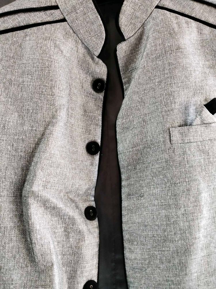 Gray Buttoned Ethnic Jacket