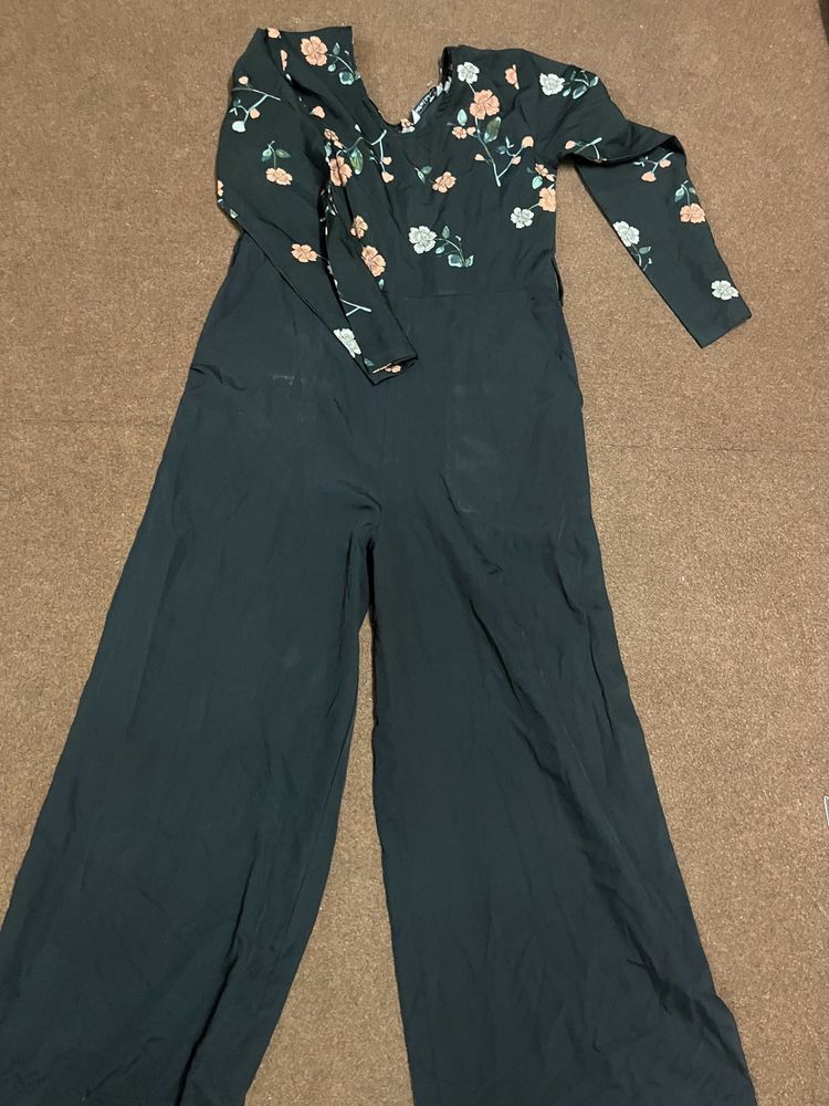 Jumpsuit With Floral Print On Top &amp; Belt