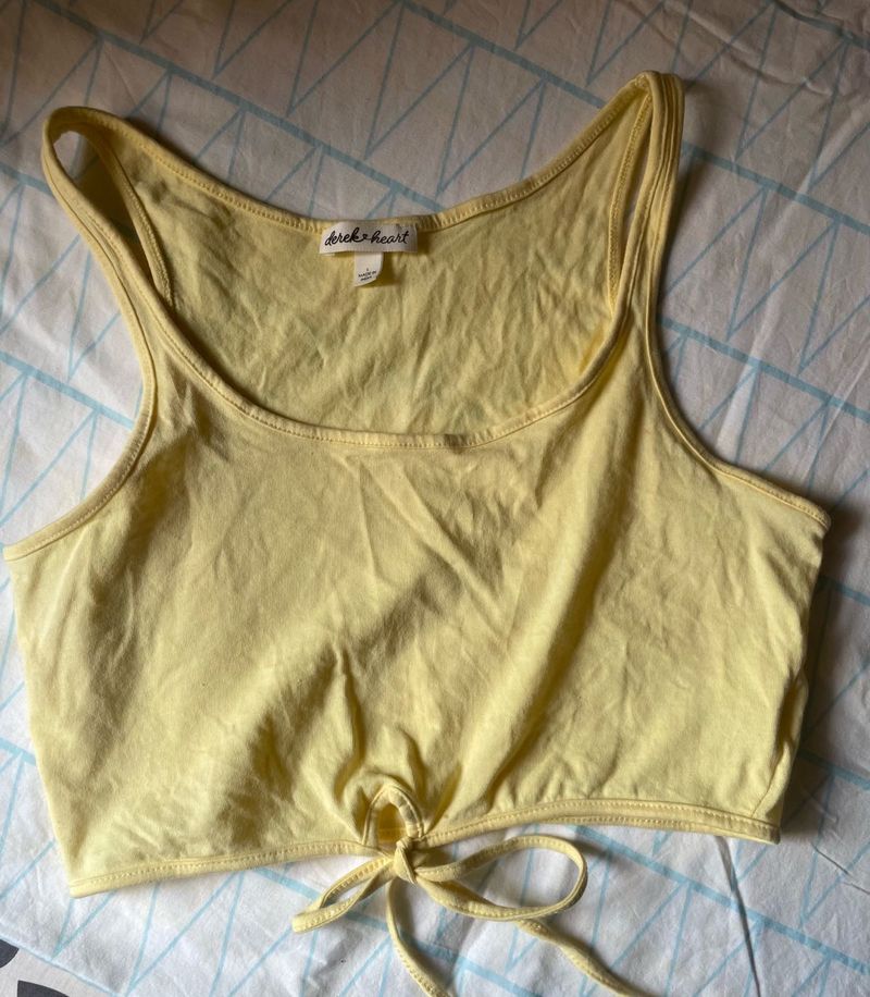 Pastel Yellow Ribbed Crop Tank Top – Size L