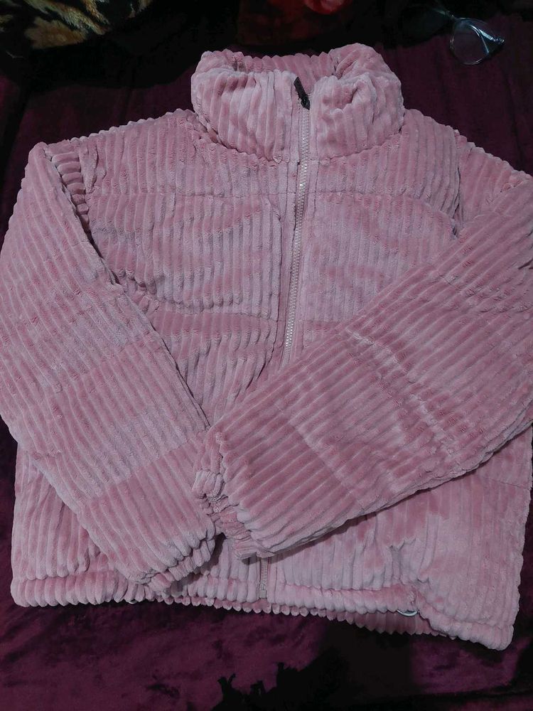 Pink Corduroy Puffer Jacket