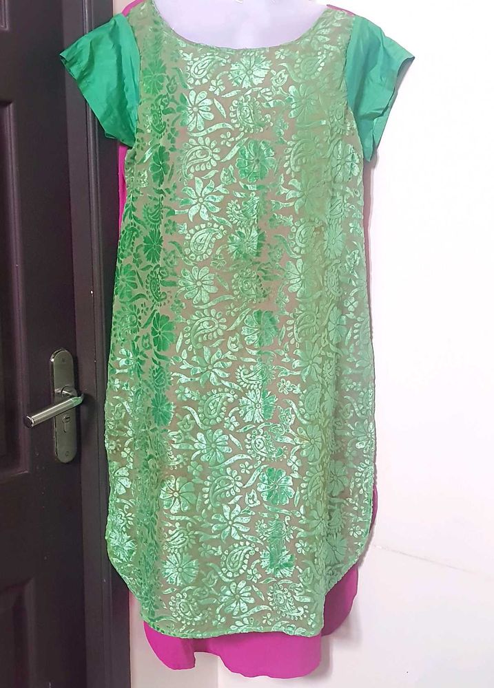 Green &amp; Pink Embellished Tunic