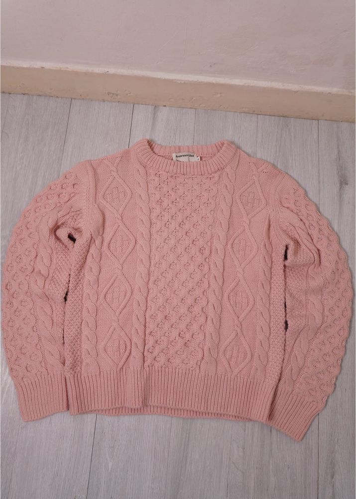 Pink Cable Knit Sweater