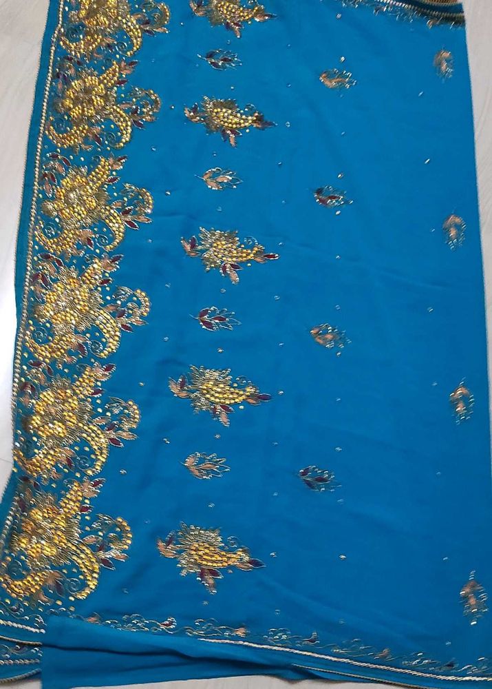 Blue Embellished Saree