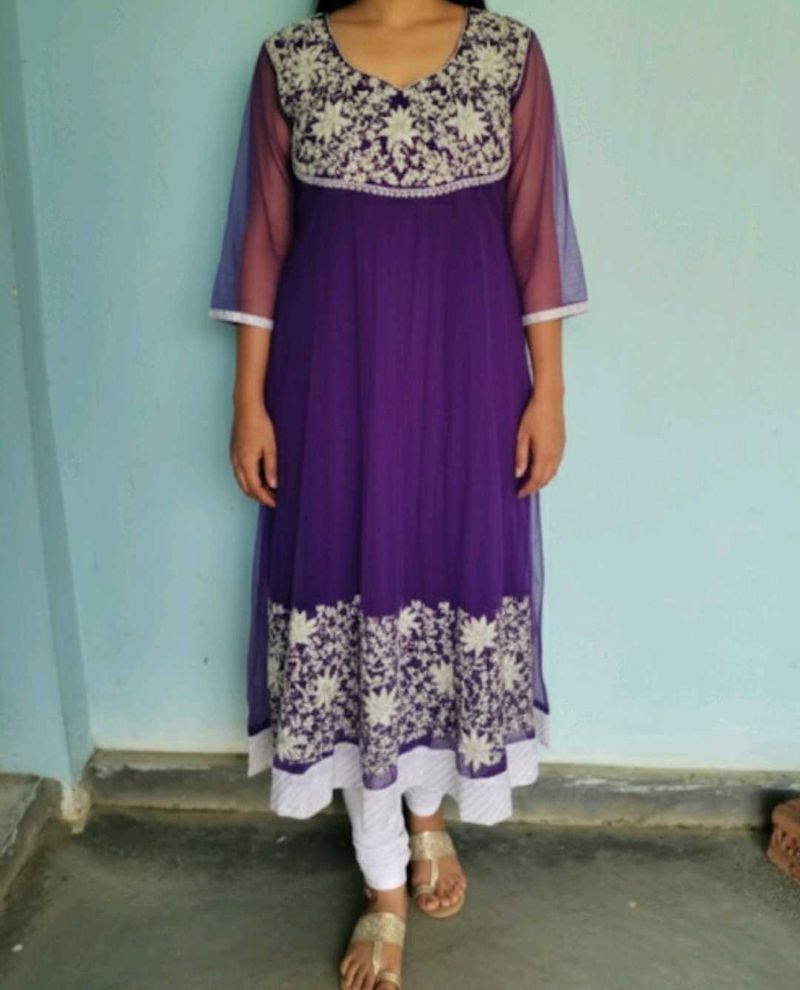 Purple Embroidered Kurta Set