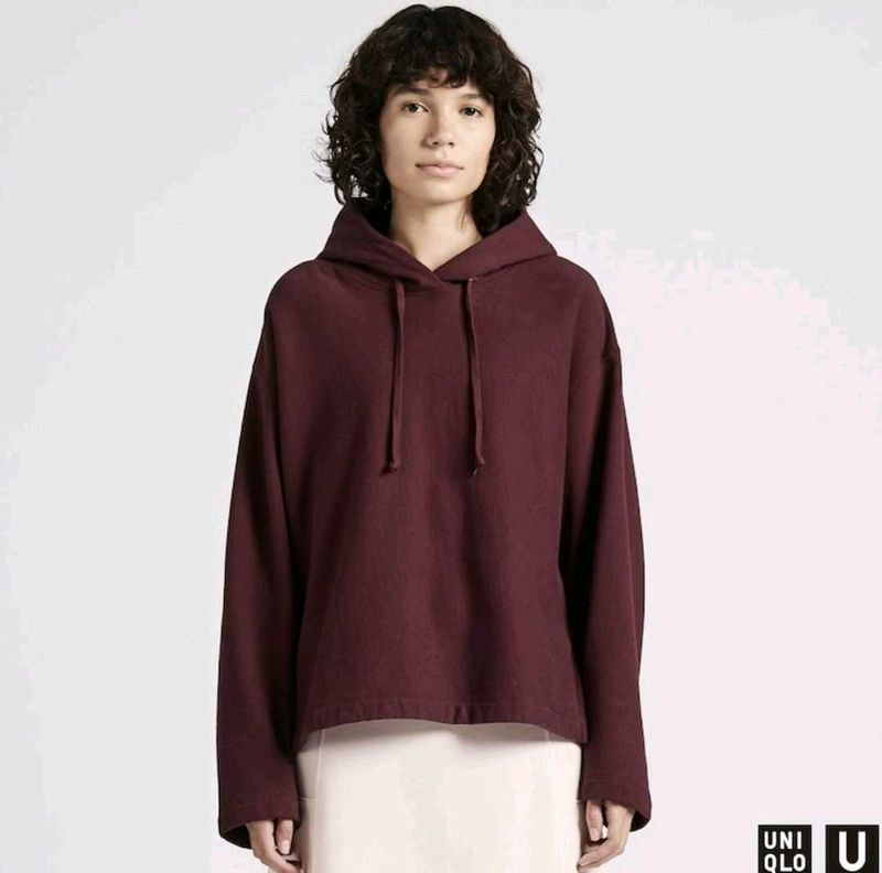 Oversized Burgundy Uniqlo Hoodie
