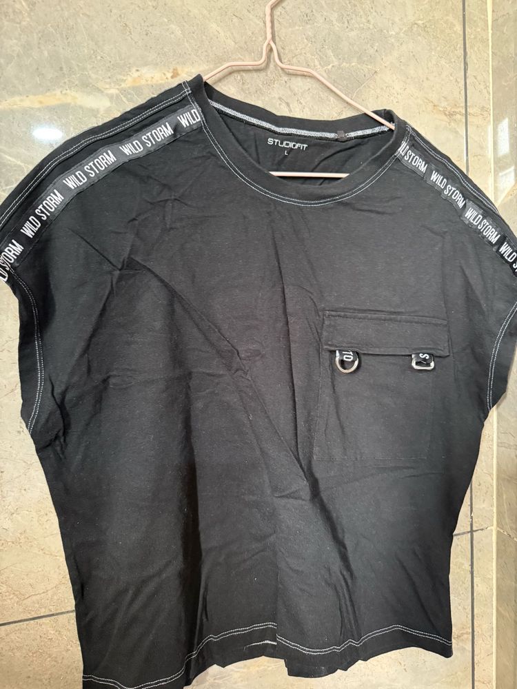 Black T-Shirt with 'Wild Storm' Detail