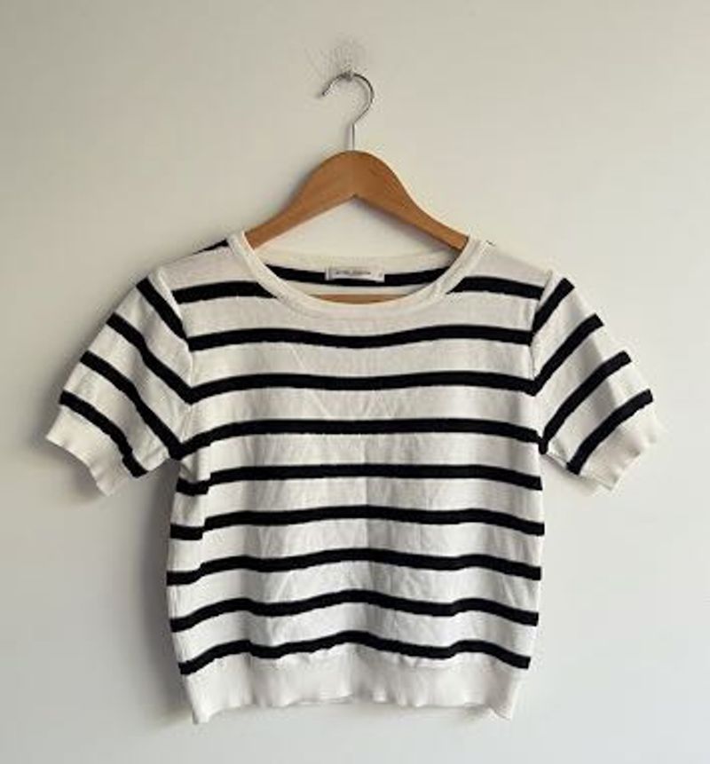 Striped Short Sleeve Crop Top