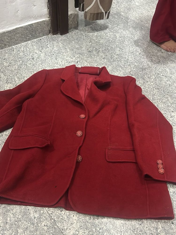 Red Wool Blend Jacket