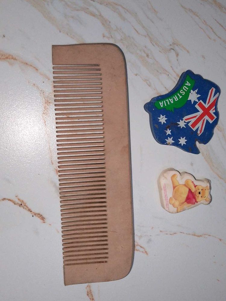 Wooden Comb &amp; Eraser