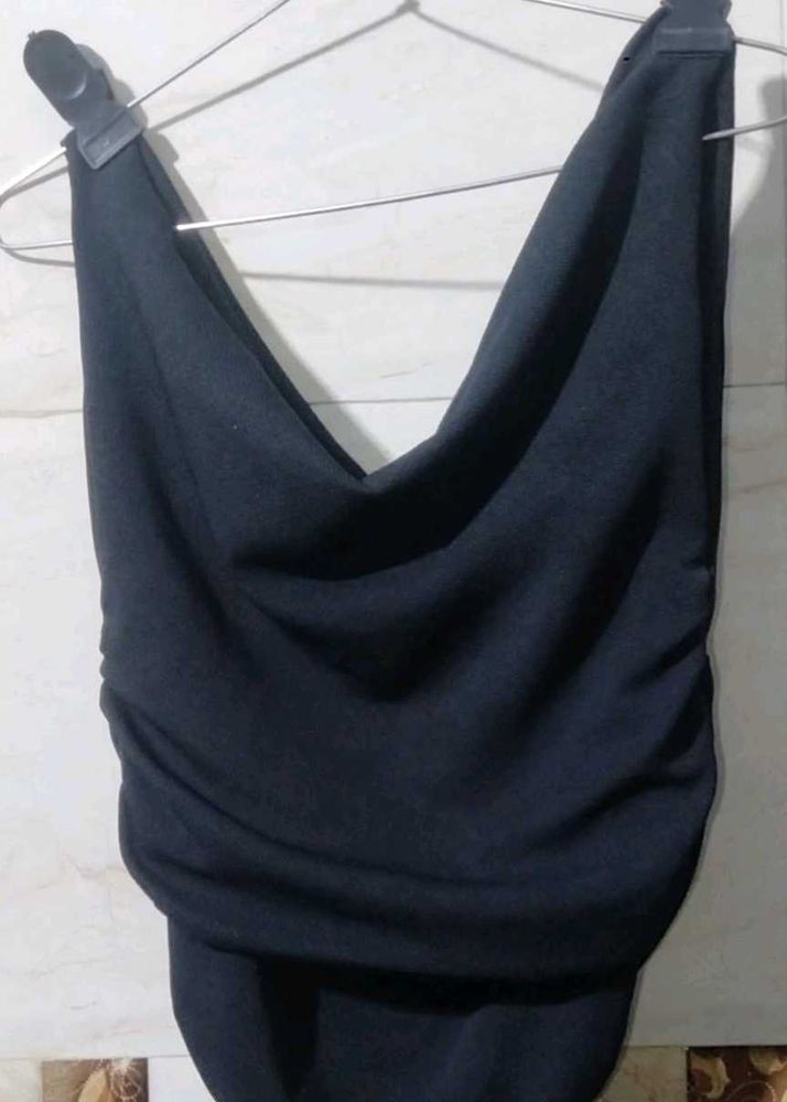 Black Ruched Bodysuit