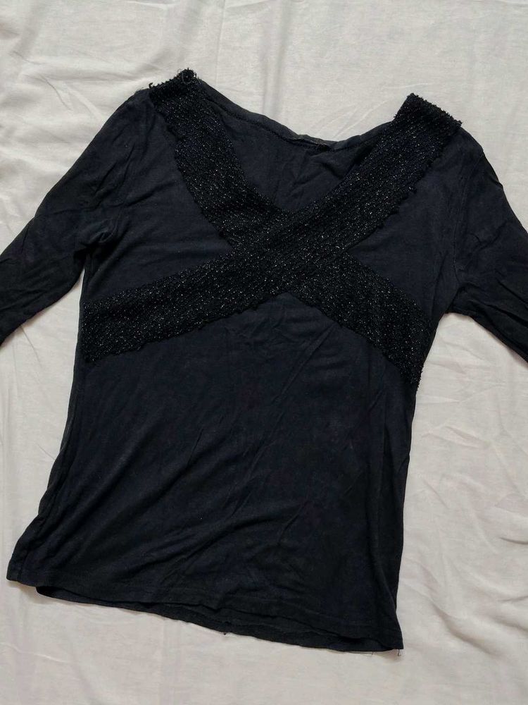 ❗ CLEARANCE ❗ Glitter Elegant Black Top