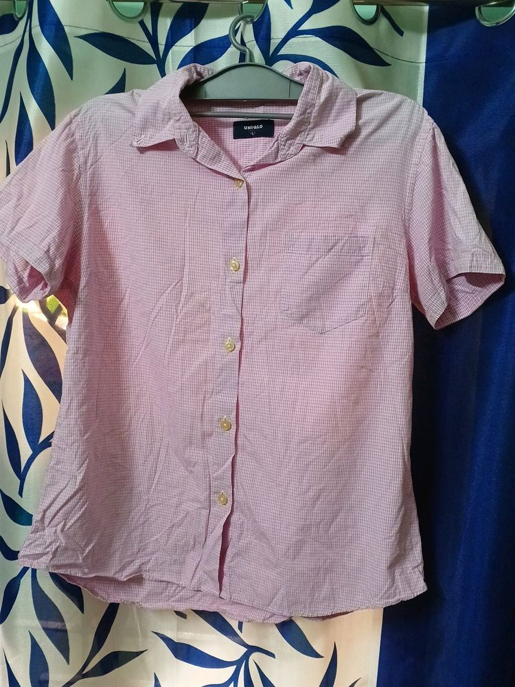 Pink Women Half Sleeve Shirt