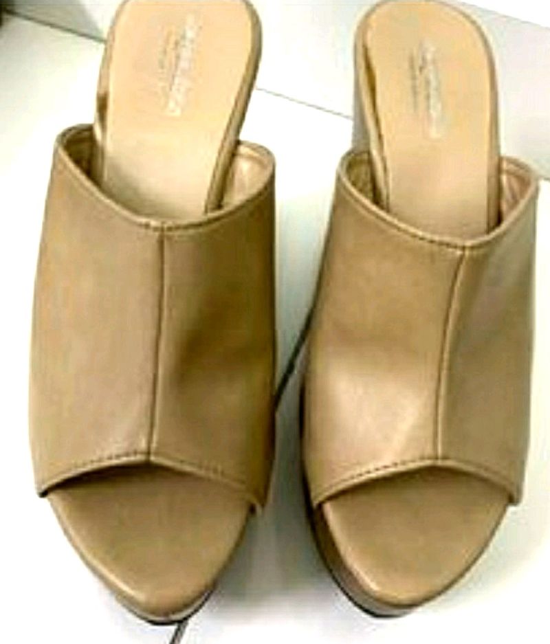Tan Platform Mules