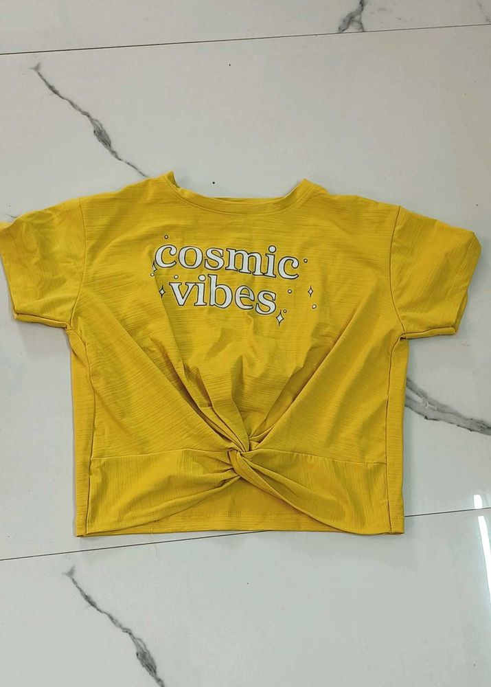 Yellow Cosmic Vibes Twist Tee