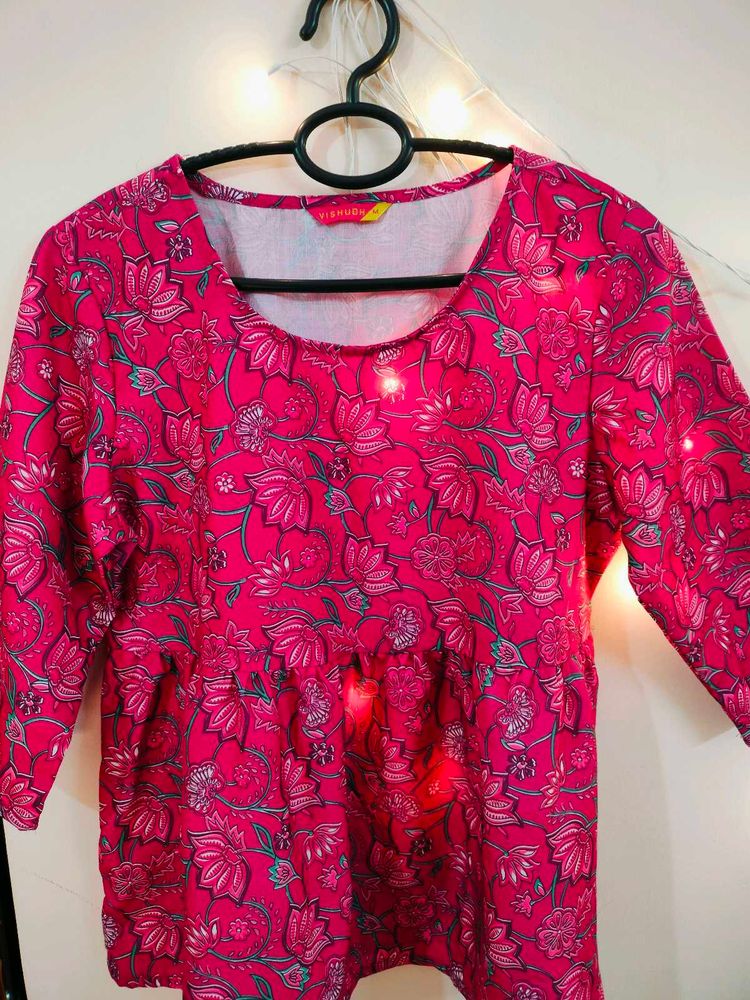 Floral Peplum Ethnic Top For Women