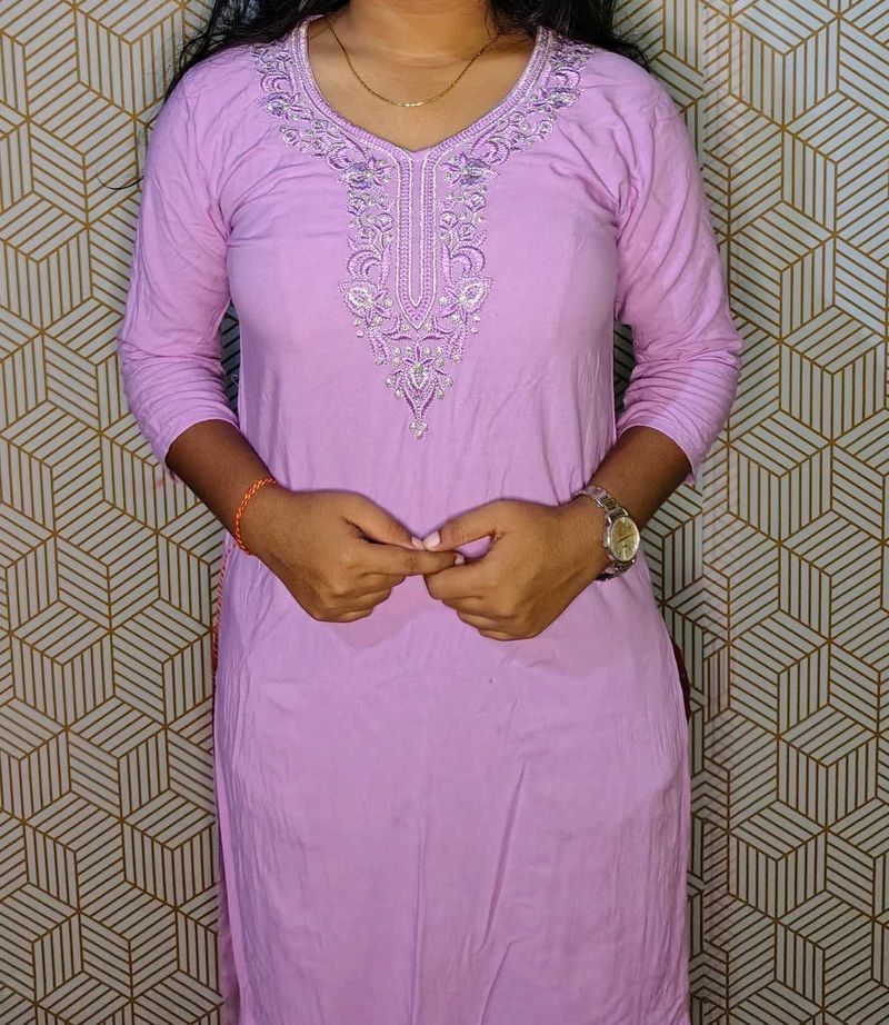 Lilac Embroidered Kurti