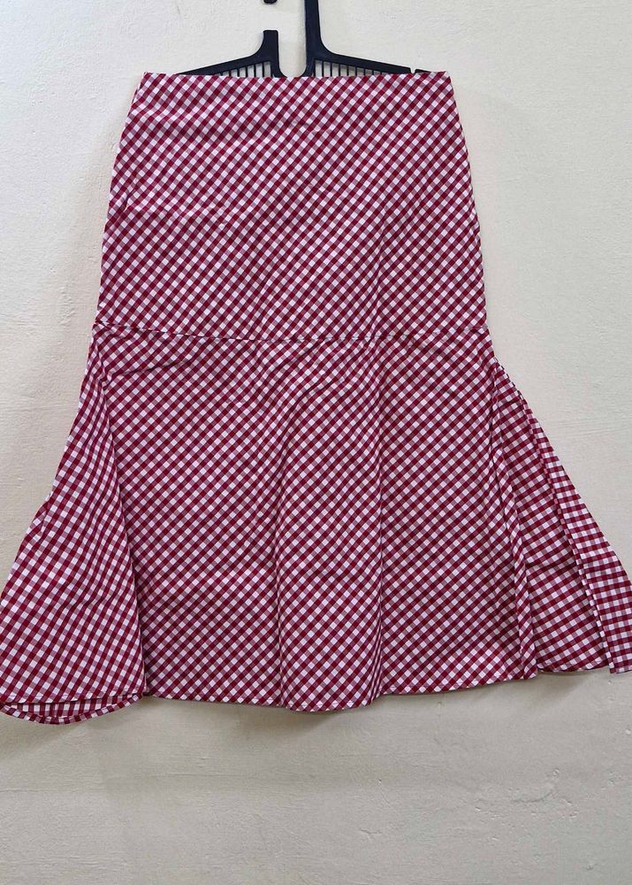 Plaid Flared Skirt