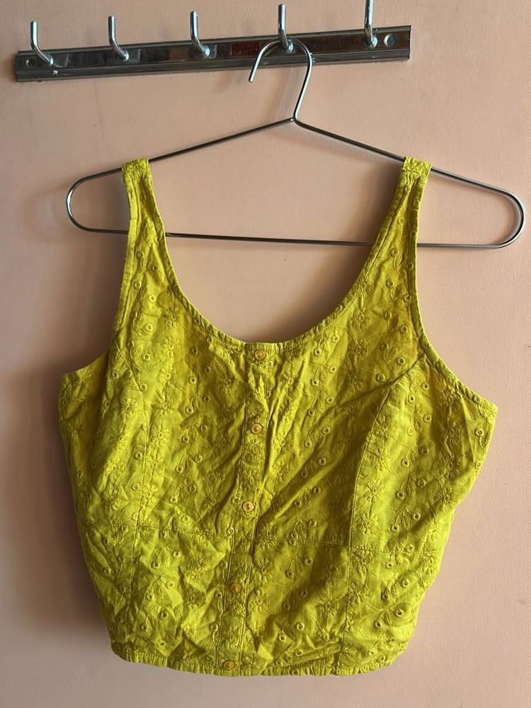 Yellow Embroidered Top
