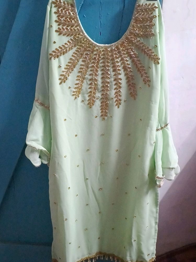 Pista Green Georgette Suit