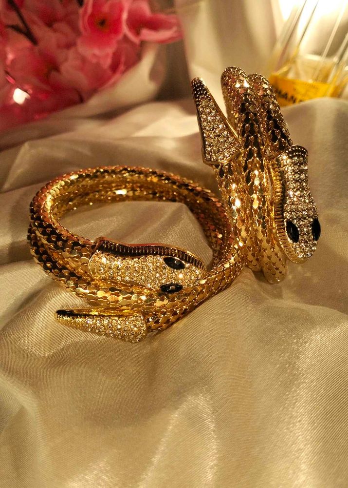 classy Gold Serpenti cuff Snake Bangle Bracelet