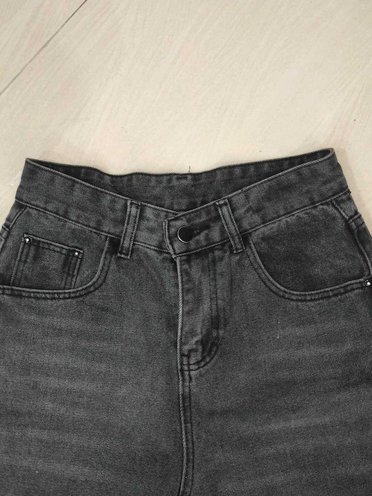 Washed Black Denim Baggy Jeans