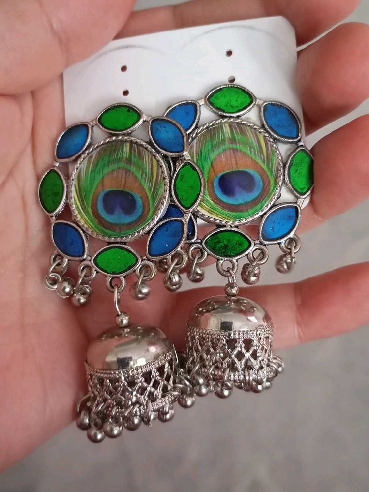 Peacock Jhumka Earrings