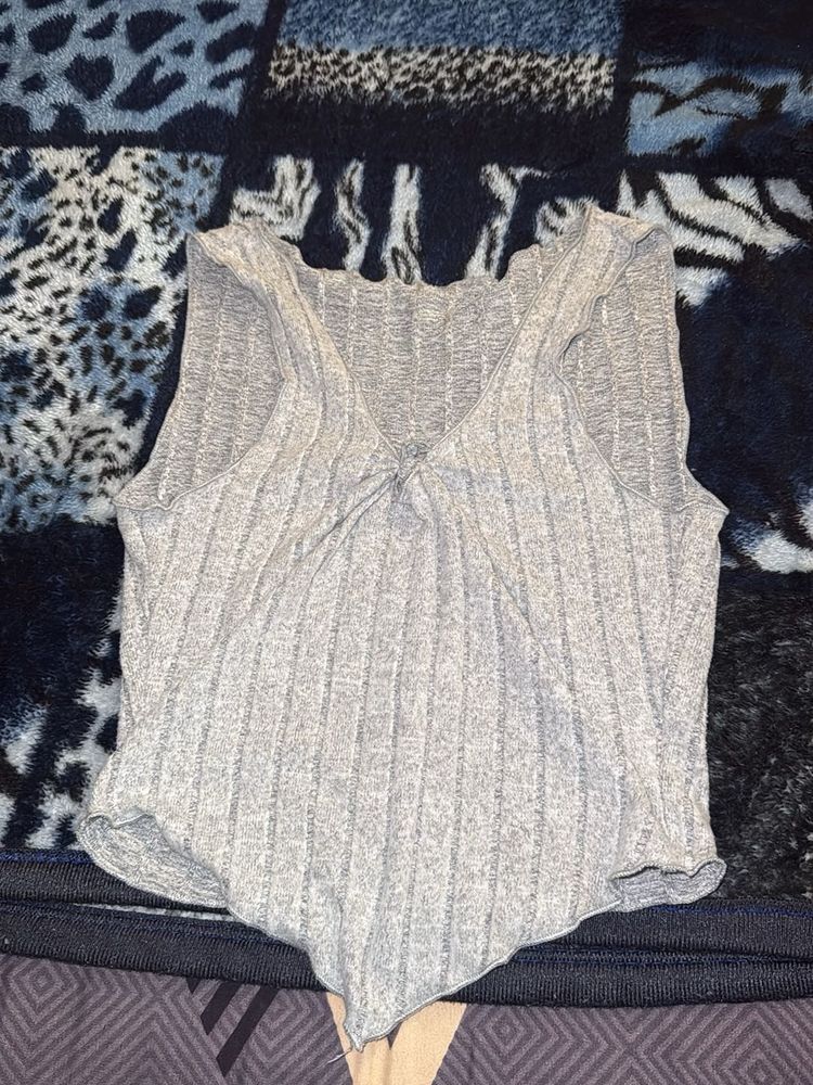 Gray Ribbed Tank Top
