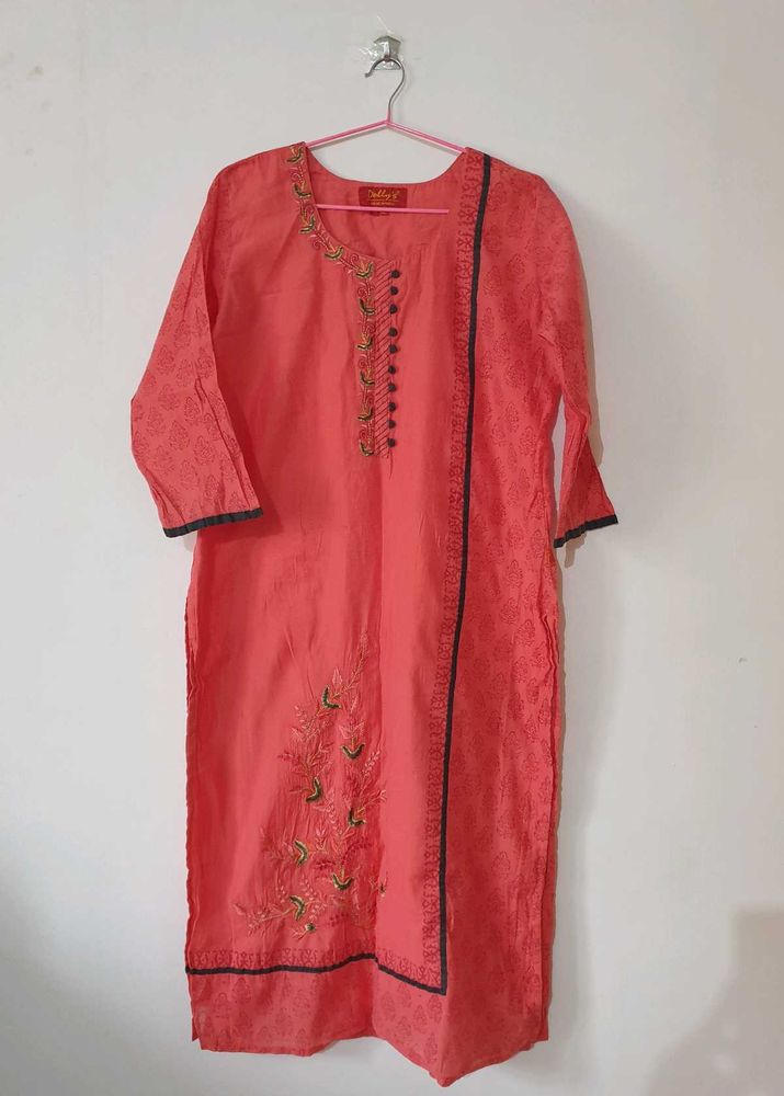 Coral Embroidered Kurti