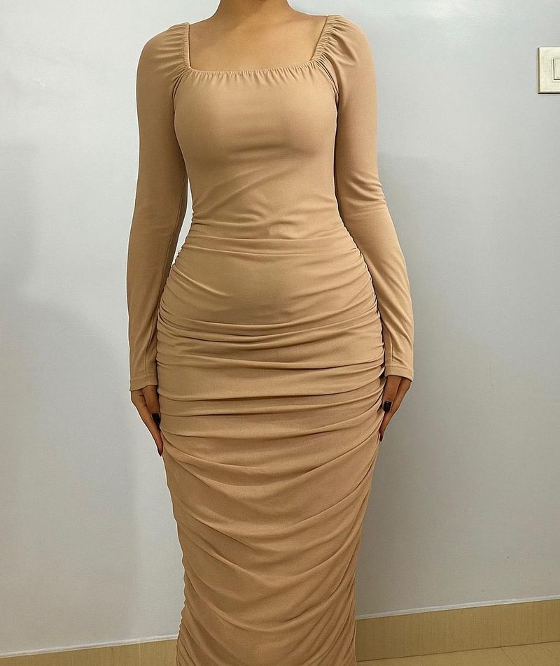 Ruched Bodycon Midi Dress