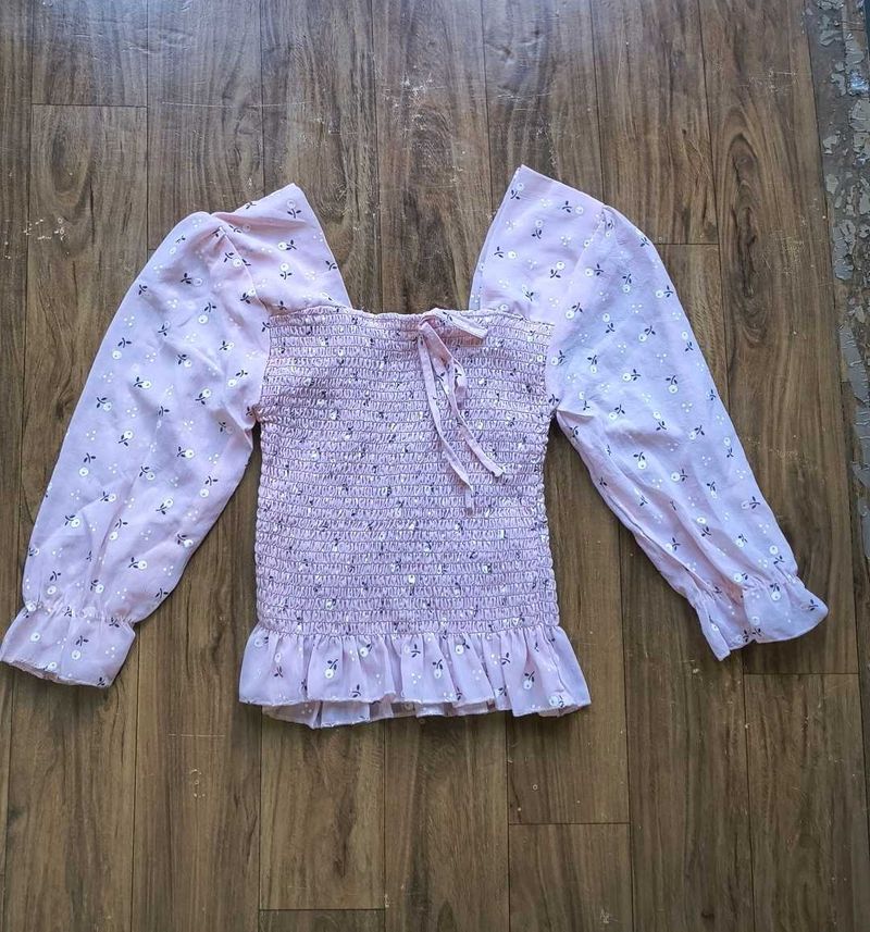 Floral Smocked Long Sleeve Top