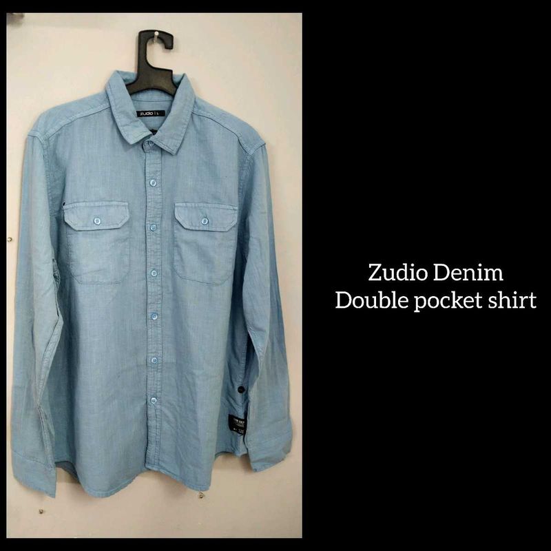 Zudio Denim Double Pocket Shirt
