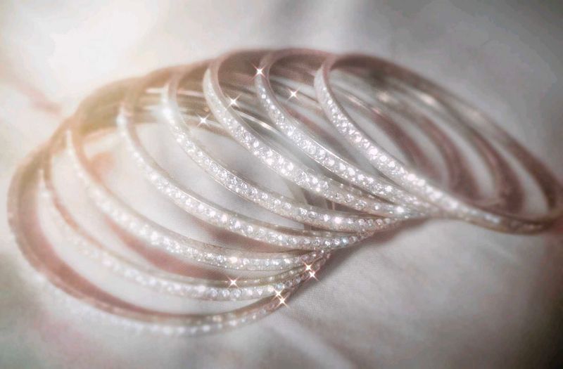 diamond silver bangles