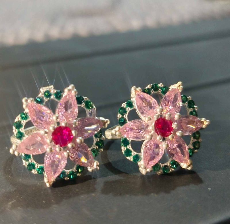 floral Toe Rings pure silver