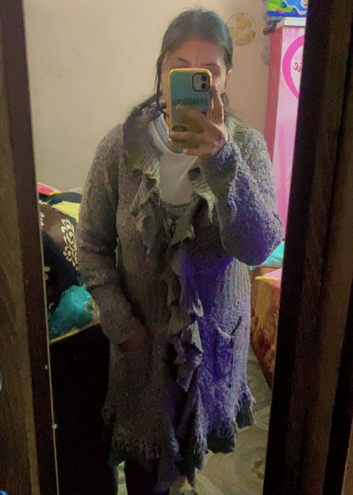 Elegant Grey Ruffle Cardigan