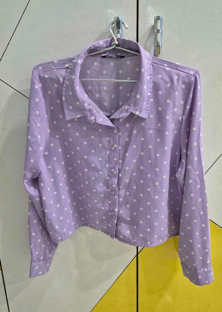 Lavender- White Crop Shirt