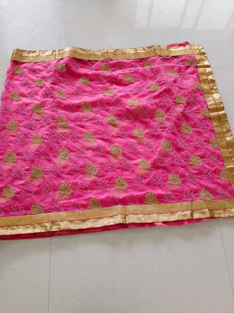 Pink Embellished Saree