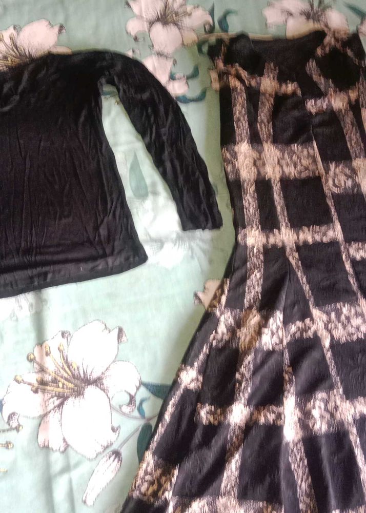 Stylish Black Dress and Top Set