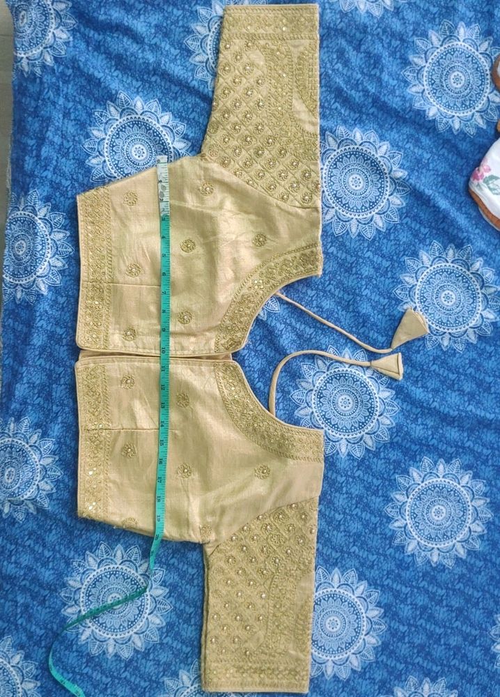 Grand Gold Blouse With Pearl And Embroidery