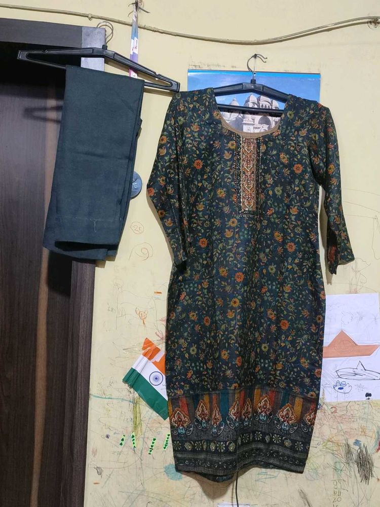 Floral Print Winter Kurta Set