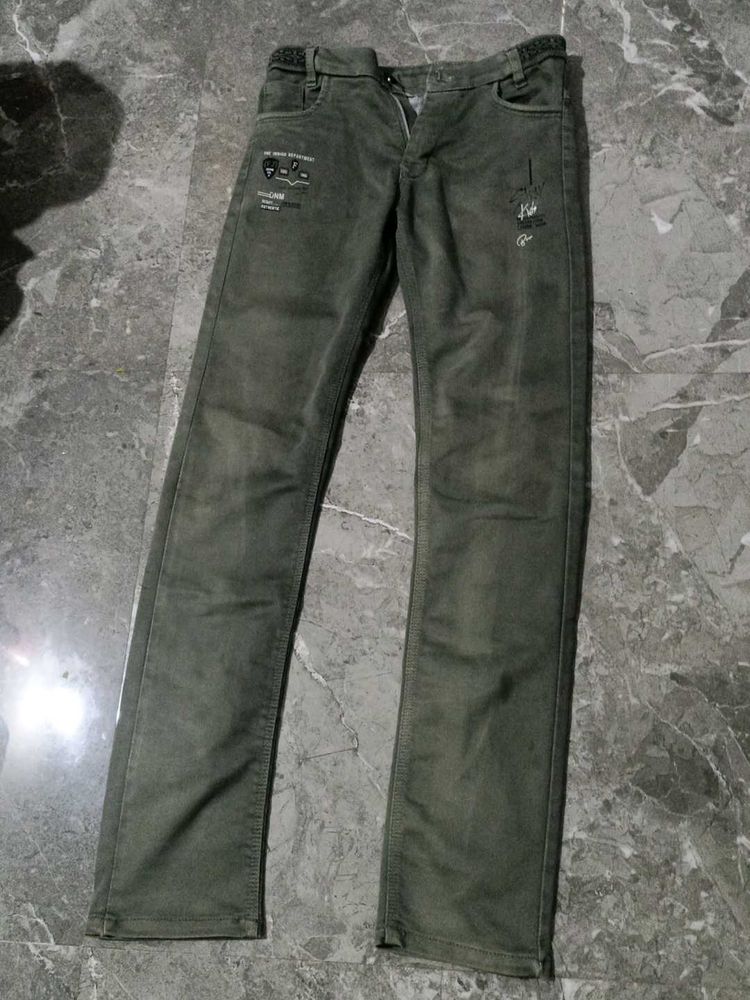 Olive Green Slim Fit Jeans