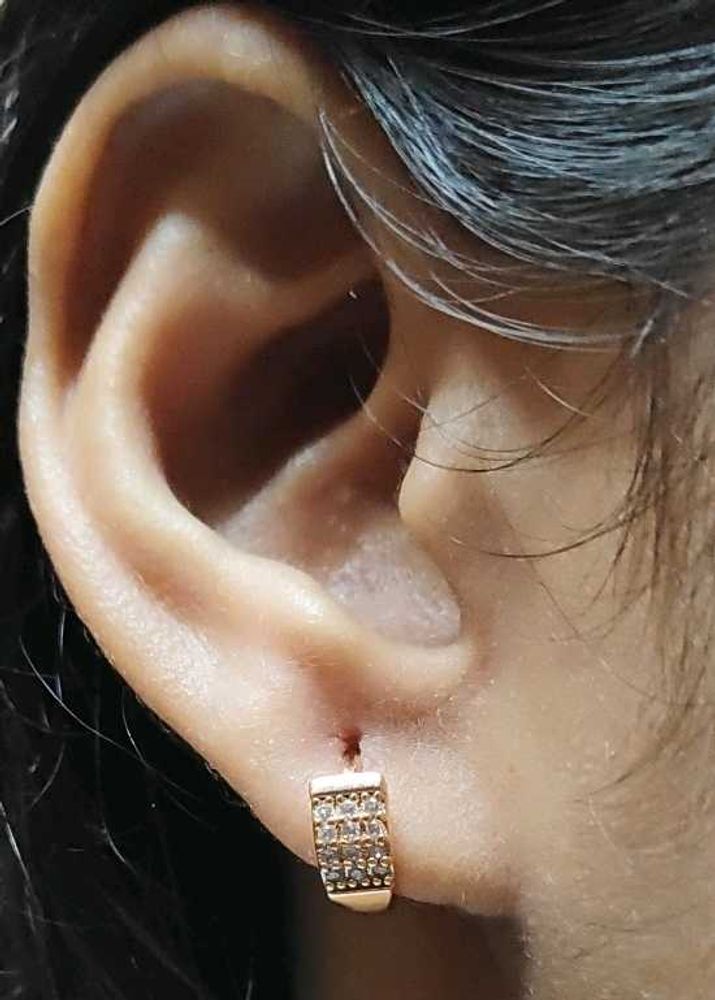 Rose Gold Plated Earrings With AD Stone