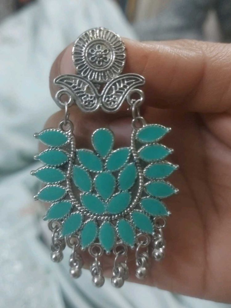Stylish Turquoise Silver Earrings
