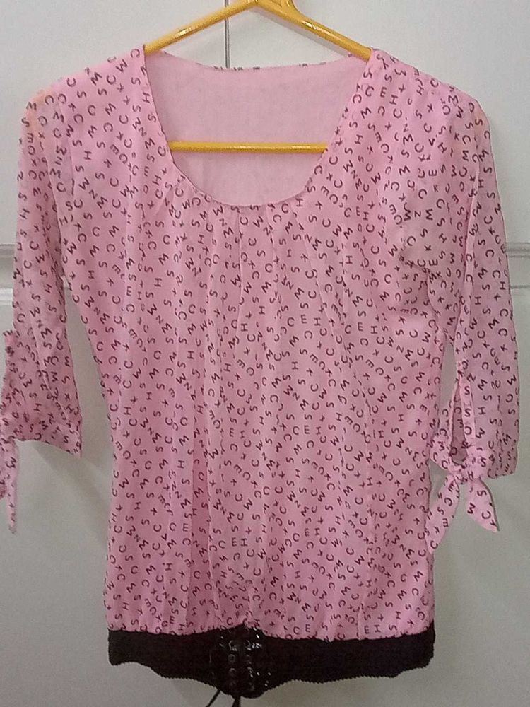 Pink Letter Print Top
