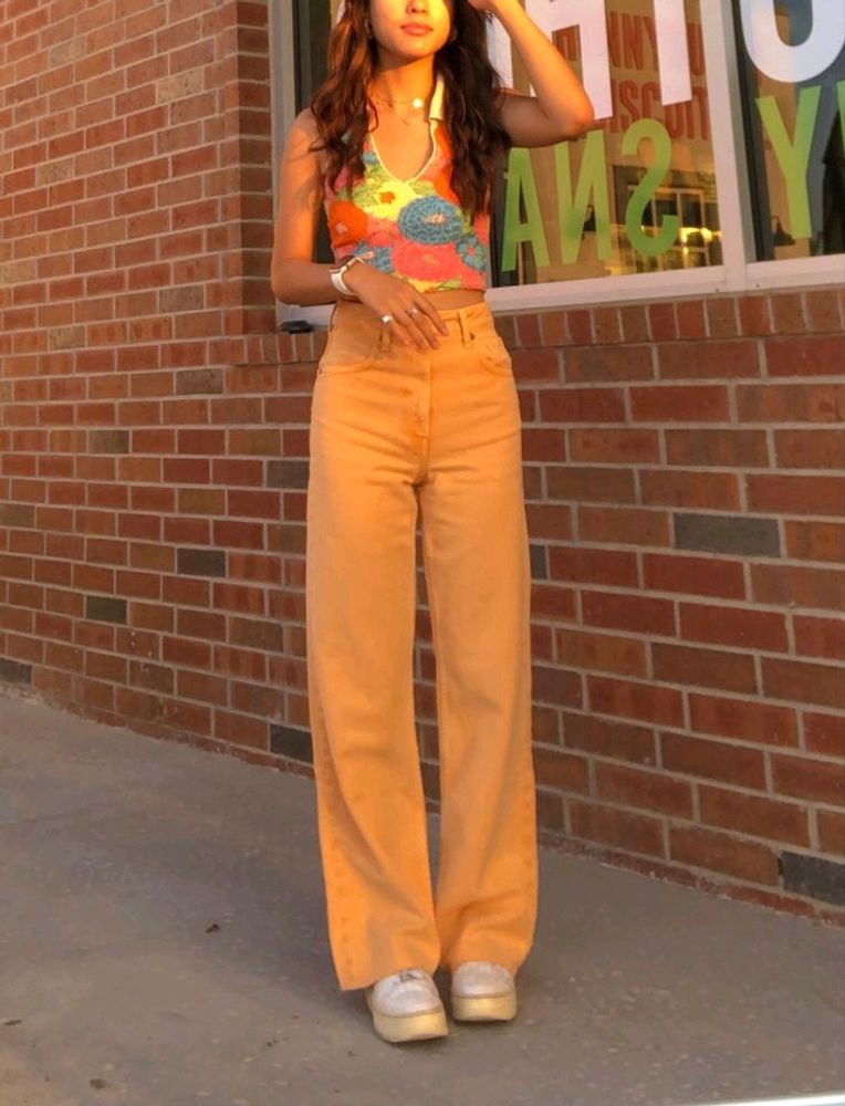 H&amp;M Orange Wide Leg Jeans Women&#39;s