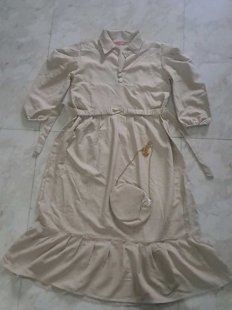 Elegant Beige Midi Dress