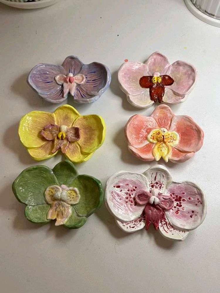 Orchid Trinket Dishes (Set of 6)