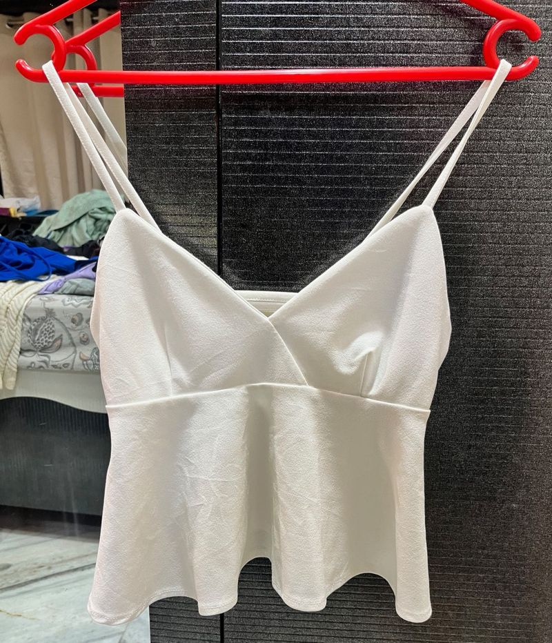 White V-Neck Cami Top