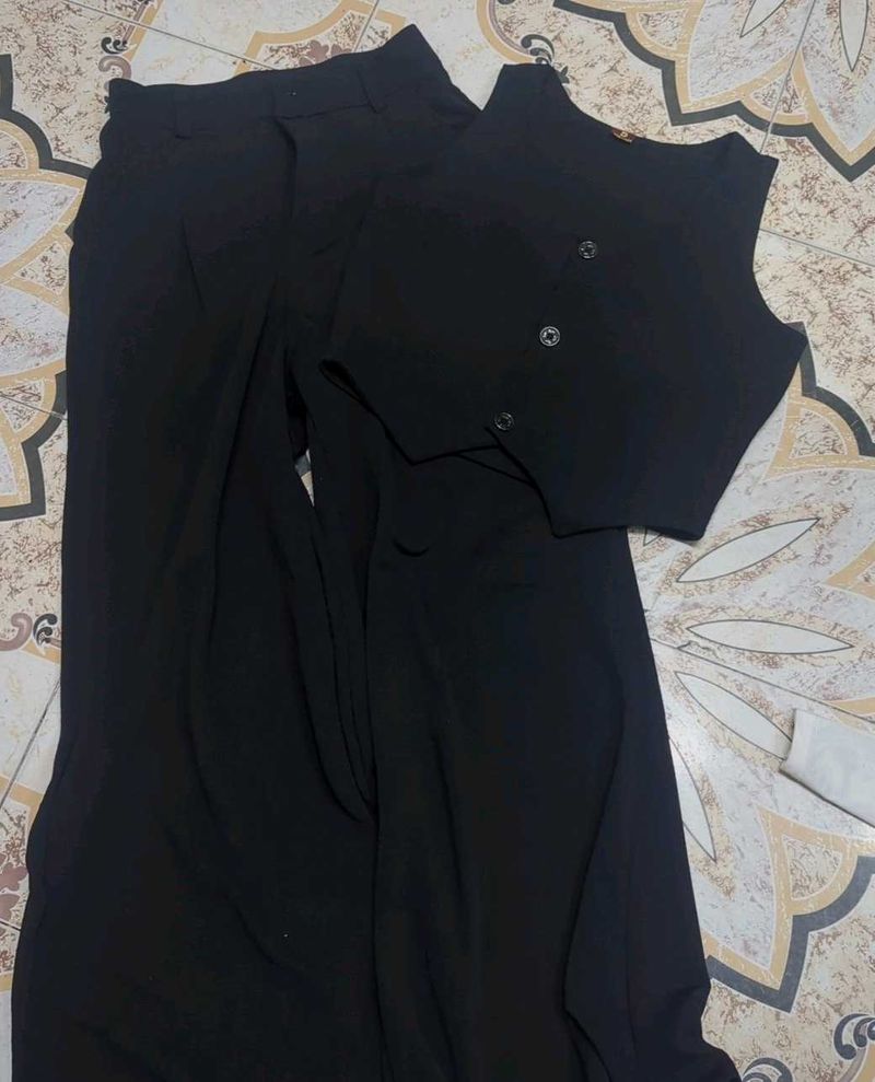 Black Vest And Pants Co-ord Set