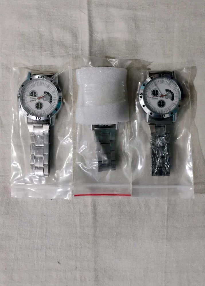 🔥 Set of 3 Premium Silver Chrono-Style Watches |